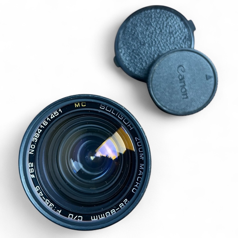 Soligor Zoom Macro 28–80mm f/3.5–4.5 C/FD Lens w/‎ Hoya 62mm Filter & Caps